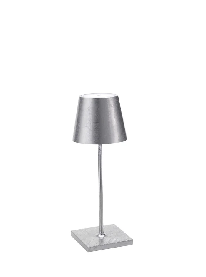 Zafferano Poldina Pro Mini Table Lamp, Silver Leaf