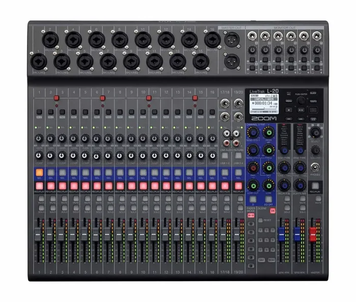 Zoom LiveTrak L-20 Digital Console With 16 Mono Mic/Line Inputs And Two Stereo Inputs